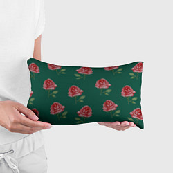 Подушка-антистресс Ярко красные розы на темно-зеленом фоне, цвет: 3D-принт — фото 2