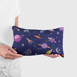 Подушка-антистресс Космический дизайн с планетами, звёздами и ракетам, цвет: 3D-принт — фото 2