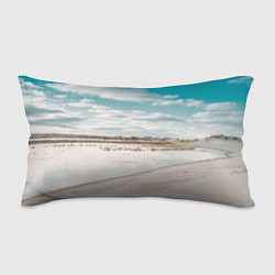 Подушка-антистресс Песочный пляж и водоём - Белый, цвет: 3D-принт