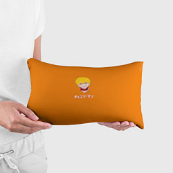 Подушка-антистресс Человек-бензопила Дэндзи на оранжевом фоне, цвет: 3D-принт — фото 2