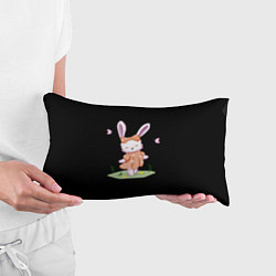 Подушка-антистресс Крольчонок С Бантиком На Чёрном Фоне, цвет: 3D-принт — фото 2