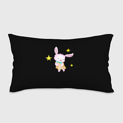 Подушка-антистресс Крольчонок танцует со звёздами на чёрном фоне, цвет: 3D-принт