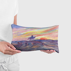 Подушка-антистресс Одинокий всадник в степи на закате, цвет: 3D-принт — фото 2
