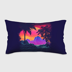 Подушка-антистресс Тропический остров с пальмами ретро иллюстрация