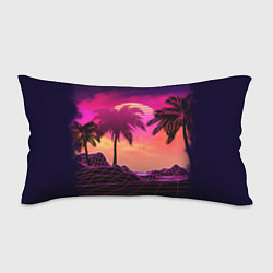 Подушка-антистресс Пальмы и пляж в розовом закате ретро дизайн, цвет: 3D-принт