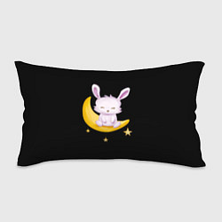 Подушка-антистресс Крольчонок сидит на месяце на чёрном фоне, цвет: 3D-принт