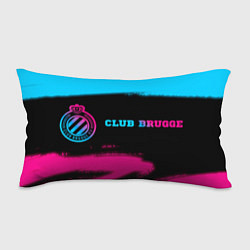 Подушка-антистресс Club Brugge - neon gradient: надпись и символ, цвет: 3D-принт