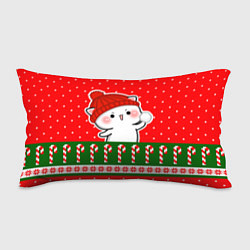 Подушка-антистресс Белый котик - играет в снежки, цвет: 3D-принт