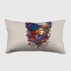 Подушка-антистресс Профиль девушки с птицей - татуировка, цвет: 3D-принт