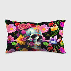 Подушка-антистресс Skull on a background of flowers - irezumi, цвет: 3D-принт