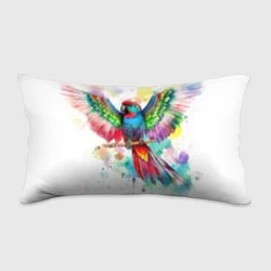 Подушка-антистресс Разноцветный акварельный попугай с расправленными, цвет: 3D-принт