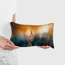 Подушка-антистресс Оранжево-синий туман и краски, цвет: 3D-принт — фото 2