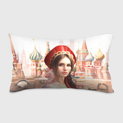 Подушка-антистресс Девушка в кокошнике с косой - кремль, цвет: 3D-принт