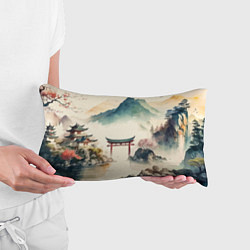 Подушка-антистресс Японский пейзаж - акварель, цвет: 3D-принт — фото 2