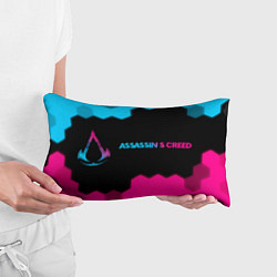 Подушка-антистресс Assassins Creed - neon gradient: надпись и символ, цвет: 3D-принт — фото 2