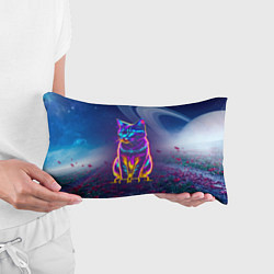 Подушка-антистресс Космический неоновый котик - нейросеть, цвет: 3D-принт — фото 2