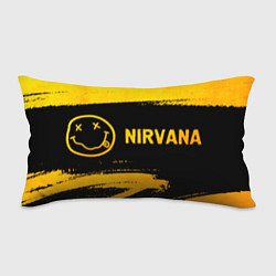 Подушка-антистресс Nirvana - gold gradient: надпись и символ, цвет: 3D-принт