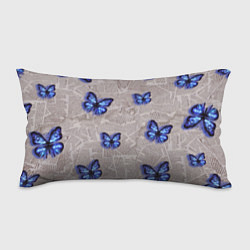 Подушка-антистресс Газетные обрывки и синие бабочки, цвет: 3D-принт