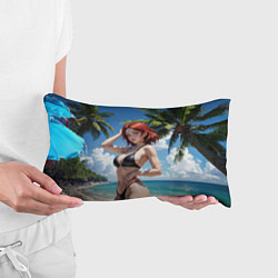 Подушка-антистресс Девушка с рыжими волосами на пляже, цвет: 3D-принт — фото 2