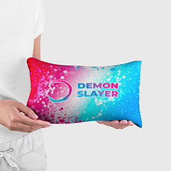 Подушка-антистресс Demon Slayer neon gradient style: надпись и символ, цвет: 3D-принт — фото 2