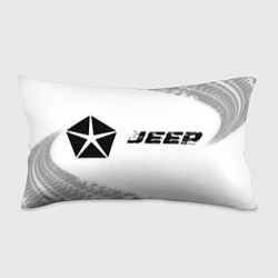Подушка-антистресс Jeep speed на светлом фоне со следами шин: надпись, цвет: 3D-принт