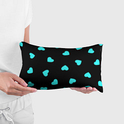 Подушка-антистресс С голубыми сердечками на черном, цвет: 3D-принт — фото 2