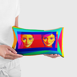 Подушка-антистресс Две голубоглазые девушки в прямоугольной рамке, цвет: 3D-принт — фото 2