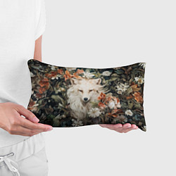 Подушка-антистресс Белая лисица в кустах цветов, цвет: 3D-принт — фото 2