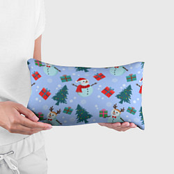 Подушка-антистресс Снеговики с новогодними подарками паттерн, цвет: 3D-принт — фото 2