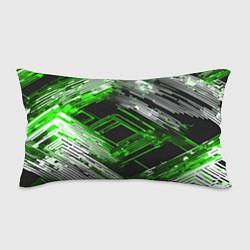 Подушка-антистресс Киберпанк линии белые и зелёные, цвет: 3D-принт
