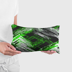 Подушка-антистресс Киберпанк линии белые и зелёные, цвет: 3D-принт — фото 2