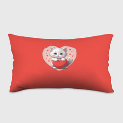 Подушка-антистресс Мультяшный котенок держит красное сердечко