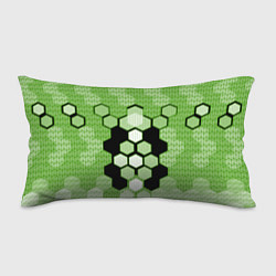 Подушка-антистресс Зелёная кибер броня hexagons, цвет: 3D-принт