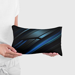 Подушка-антистресс Черная абстракция с синим неоновым ярким свечением, цвет: 3D-принт — фото 2
