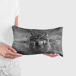 Подушка-антистресс Серый волк на сером фоне, цвет: 3D-принт — фото 2
