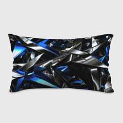 Подушка-антистресс Синие и серебряные вставки абстракции, цвет: 3D-принт