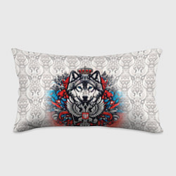 Подушка-антистресс Белый волк и белый герб России, цвет: 3D-принт