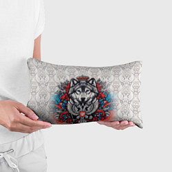 Подушка-антистресс Белый волк и белый герб России, цвет: 3D-принт — фото 2
