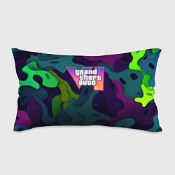 Подушка-антистресс GTA 6 logo яркий неоновый камуфляжный стиль, цвет: 3D-принт