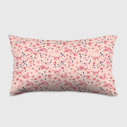 Подушка-антистресс Розовый паттерн с цветами и котиками, цвет: 3D-принт