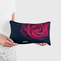 Подушка-антистресс Красная роза на чёрном - woman, цвет: 3D-принт — фото 2