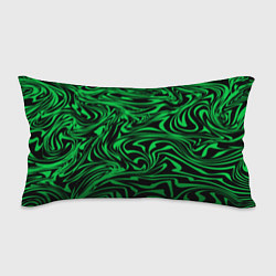 Подушка-антистресс Узор на черном фоне с ярким зеленым абстрактным ди, цвет: 3D-принт