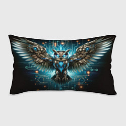 Подушка-антистресс Величественная кибернетическая сова на фоне футури, цвет: 3D-принт