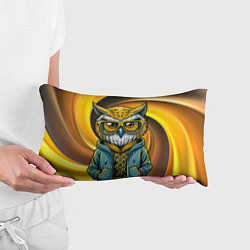 Подушка-антистресс Модная сова и желтый спиральный фон, цвет: 3D-принт — фото 2