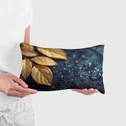 Подушка-антистресс Золотые листья на темном фоне, цвет: 3D-принт — фото 2