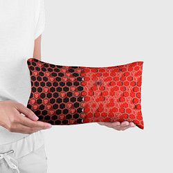 Подушка-антистресс Техно-киберпанк шестиугольники красный и чёрный с, цвет: 3D-принт — фото 2