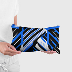 Подушка-антистресс Чёрно-синие полосы на белом фоне, цвет: 3D-принт — фото 2
