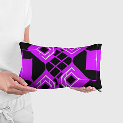 Подушка-антистресс Чёрные квадраты и белые полосы на фиолетовом фоне, цвет: 3D-принт — фото 2