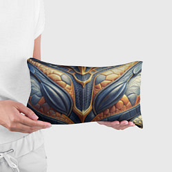 Подушка-антистресс Темная кожаная броня с желтой оплеткой, цвет: 3D-принт — фото 2