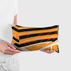 Подушка-антистресс Чёрно-белые полосы на оранжевом фоне, цвет: 3D-принт — фото 2
